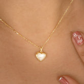 Gold-Plated Mother Of Pearl Heart Pandant Chain